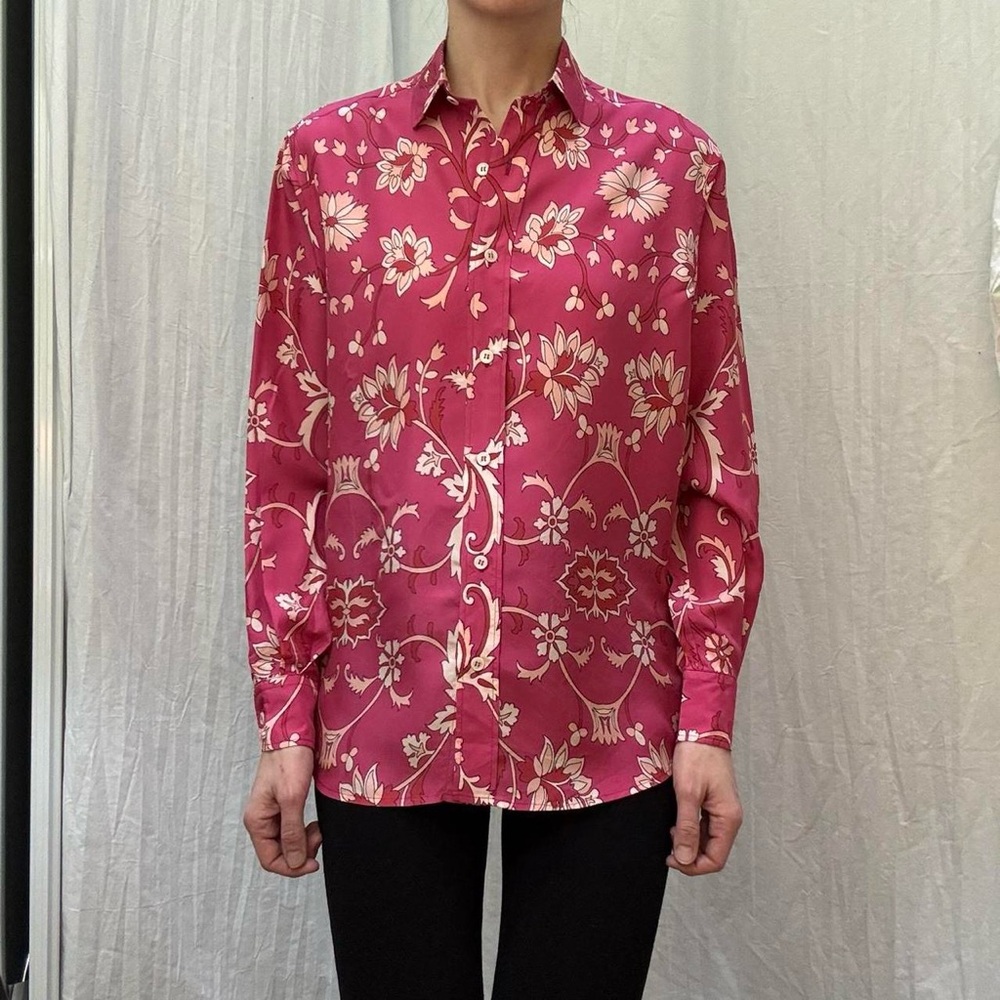 Gerard Darel Pink Floral‎ Button Down Blouse Shirt